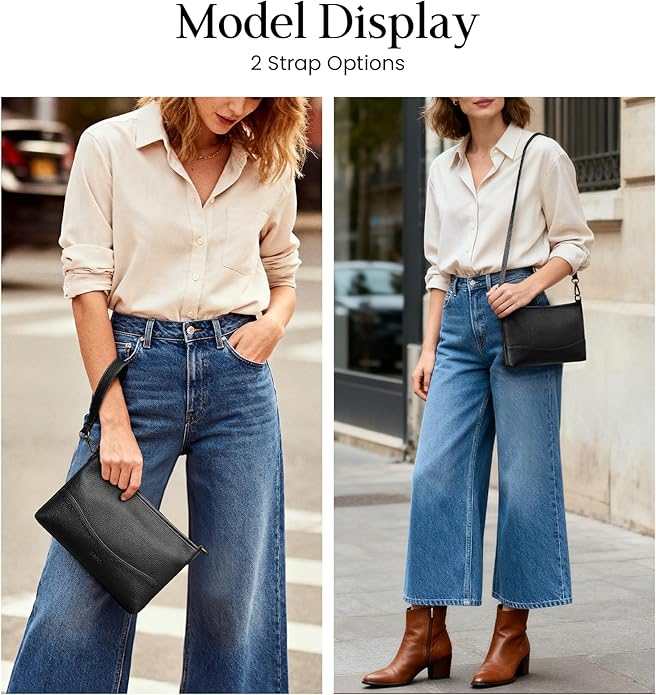 befen Genuine Leather Wristlet Wallet for Women Soft RFID Leather Clutch Purse with Built in Wallet Trendy Crossbody Bag