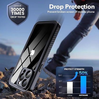 ANTSHARE for iPhone 14 Pro Max Case, with [Built-in Privacy Screen Protector] [IP 68 Waterproof], Anti-Peeping Adsorption Full Body Double Protective Case for iPhone 14 Pro Max, Black