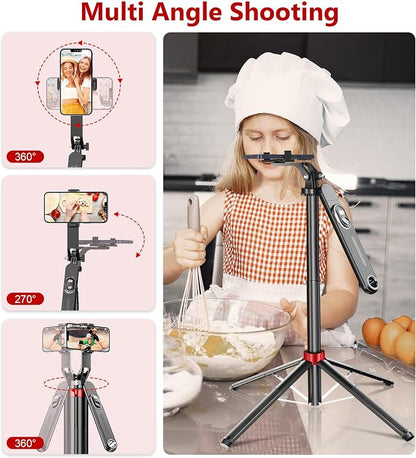 Huryfox Selfie Stick Phone Tripod - 71 inch Tall Cell Phone Holder with Detachable Wireless Remote, Phone Stand for Recording, Video and Picture, Compatible with iPhone, Android Phone, Camera & Gopro