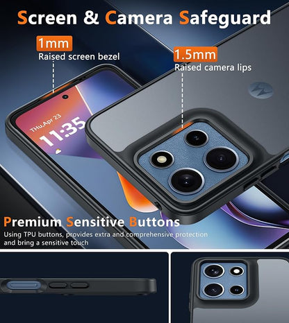 FNTCASE for Motorola Moto G-5G-2025 Case: Frosted Translucent Matte Slim Protective Phone Case - Shockproof Non Slip Anti-Fingerprint Hard Rugged Cell Cover (6.7 Inch/Black)