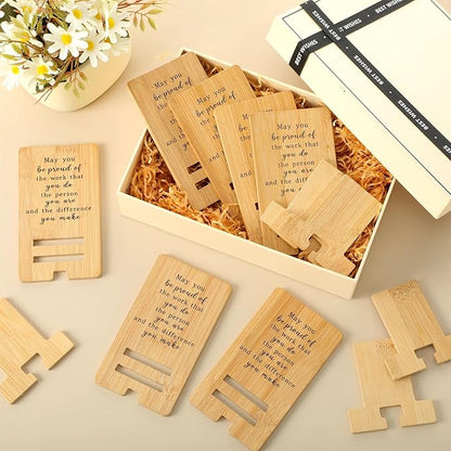 Ripeng 24 Pcs Employee Appreciation Gifts Bulk Bamboo Phone Stand for Desk Office Worker Thank You Gift for Administrative Team Coworkers Staff Graduation Nurse Teacher Week (Vintage Work Pride)