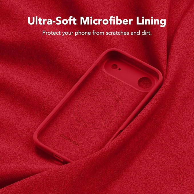 Magnetic for iPhone Air Case, Compatible with MagSafe, [Full Camera Protection][Screen Protector] Silicone Shockproof Protective Phone Case for iPhone 17 Air 6.5", Deep Red
