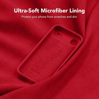 Magnetic for iPhone Air Case, Compatible with MagSafe, [Full Camera Protection][Screen Protector] Silicone Shockproof Protective Phone Case for iPhone 17 Air 6.5", Deep Red