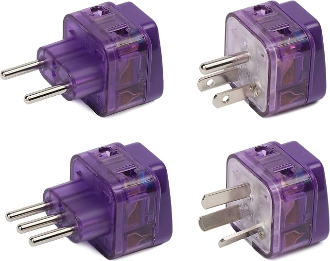 NEW! 4 Pieces AMERICA TRAVEL ADAPTER Pack for SOUTH and N. AMERICA; ARGENTINA CHILE PERU BOLIVIA URUGUAY COSTA RICA COLOMBIA USA MEXICO CANADA / WITH DUAL PLUG-IN PORTS AND BUILT-IN SURGE PROTECTORS | For SOUTH, LATIN and NORTH AMERICA, ARGENTINA, CHIL...