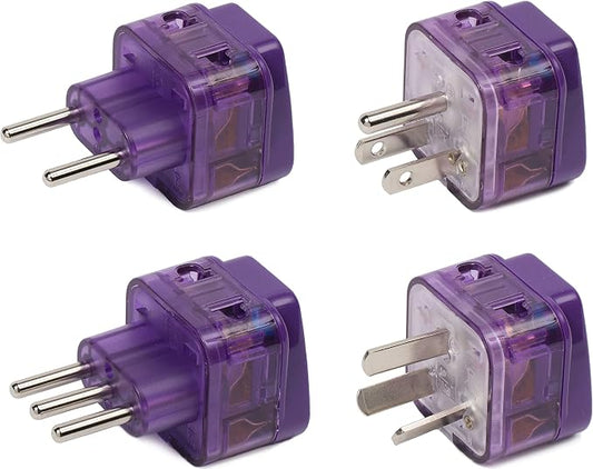 NEW! 4 Pieces AMERICA TRAVEL ADAPTER Pack for SOUTH and N. AMERICA; ARGENTINA CHILE PERU BOLIVIA URUGUAY COSTA RICA COLOMBIA USA MEXICO CANADA / WITH DUAL PLUG-IN PORTS AND BUILT-IN SURGE PROTECTORS | For SOUTH, LATIN and NORTH AMERICA, ARGENTINA, CHIL...