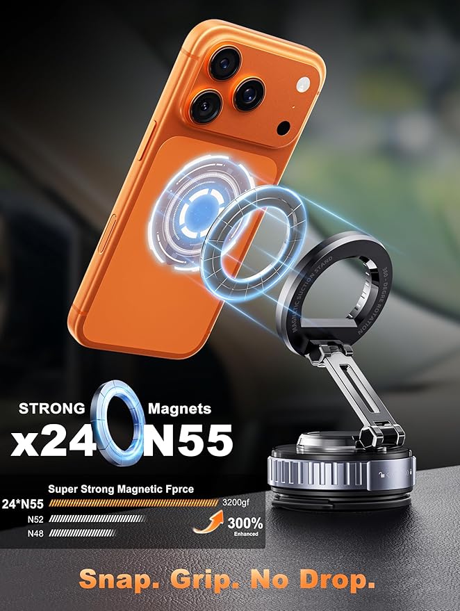 2026 Upgraded Car Phone Holder for Magsafe [108LBS Strongest Suction] 360° Adjustable Vacuum Magnetic Phone Holders, Cell Phone car Mount for iPhone 17 Pro Max 16 15 14 13 12 Air Plus