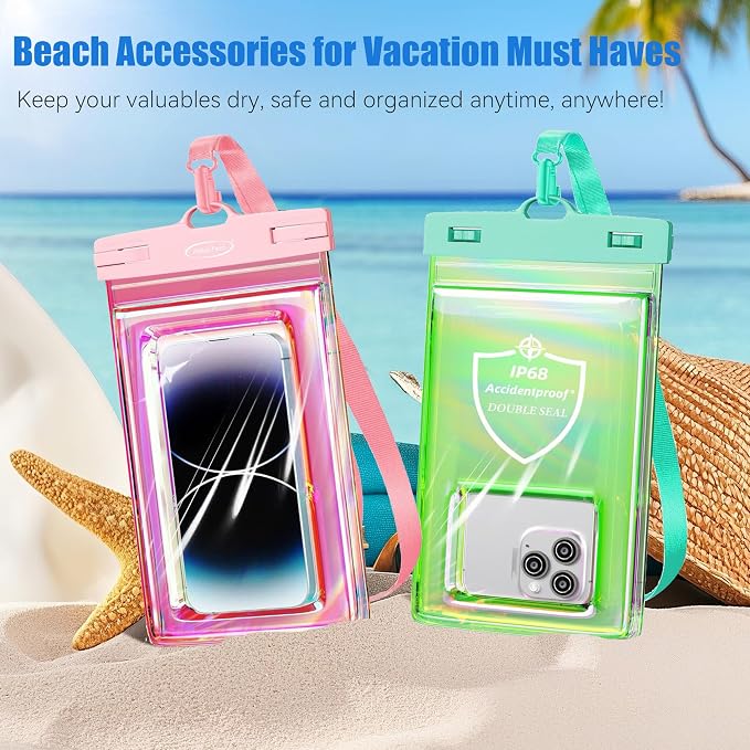AiRunTech Universal Waterproof Phone Pouch, Beach Essential Accessories Protector iPhone Passport Money Sandproof,Swimming Sup Surfing Jetski Must Haves
