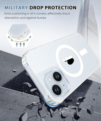 Compatible with iPhone 15 Plus Case Clear, Built-in Screen Protector, with Camera Lens Protector, [Compatible with MagSafe] Full Body Phone Case, Protective Cover for 15Plus 6.7" (Clear)