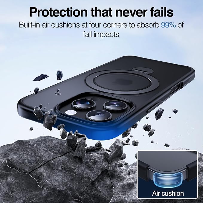Anqrp 360° All-in-ONE Stand Case for iPhone 16 Pro Case with Rotatable Magnetic Kickstand Ring Holder, Compatible with MagSafe, MIL-Grade Shockproof iPhone 16 Pro Phone Case Cover 6.3 inch, Black