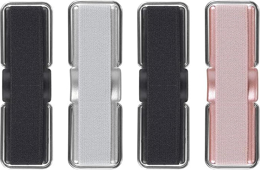 Phone Strap, CISID 4 Pcs Phone Finger Holder Back of Phone Grip with Stand Suitable for iPhone Samsung and Most Smartphones(Black Black Silver Rose Gold 4PCS)