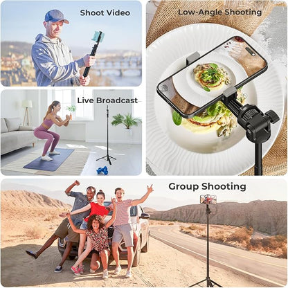 70" Selfie Stick Tripod for Gopro Action Camera, Lightweight Phone Tripod Stand with Wireless Remote & Phone Holder, Compatible with iPhone, GoPro, DJI, Insta360