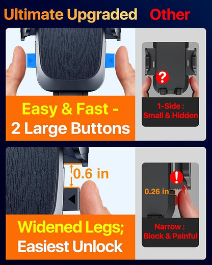 [Military-Grade Anti-Shake & 360° Rotatable Suction] 2026 Upgraded Car Phone Holder Mount【90+LBS Safest Strongest & Patent Certs】Dashboard Windshield Vent for iPhone 17 16 Pro Max Samsung,Matt Black