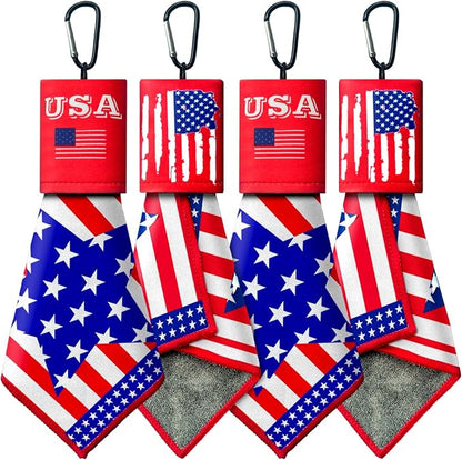 2 Sided Portable Glasses Cleaner, Patriotic Glasses Cloth Keychain,Reusable Microfiber Lens Eyeglasses Cleaning Cloth Pouch for Sunglasses Lens Camera Phone Screens