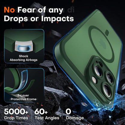 TOCOL Magnetic for iPhone 13 Pro Max Case Upgraded Full Camera Protection Compatible with Magsafe Drop Protection Translucent Matte Back Phone Cover 6.7-Inch, (Alpine Green)