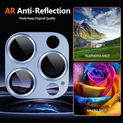 Camera Lens Protector for iPhone 16 Pro/iPhone 16 Pro Max,Aluminum Alloy and 9H Hardness High-Definition Tempered Glass Camera Lens Protection Cover 2 Pack Blue