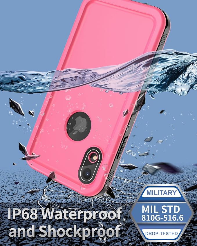 SPORTLINK Compatible with iPhone XR Waterproof Shockproof Case - Full Body Heavy Duty Underwater Dustproof Rugged 360 Protective Military Grade Outdoor 6.1 Inch with Camera/Screen Protector (Pink)