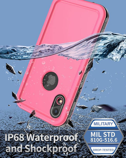 SPORTLINK Compatible with iPhone XR Waterproof Shockproof Case - Full Body Heavy Duty Underwater Dustproof Rugged 360 Protective Military Grade Outdoor 6.1 Inch with Camera/Screen Protector (Pink)
