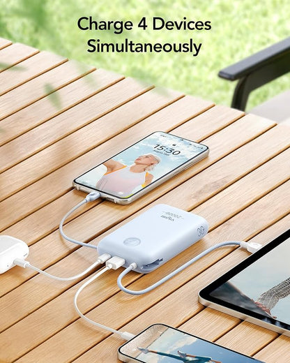 VIYISI Portable Charger 20000mAh 30W Fast Charging with 2 Cables | Power Bank with Built-in USB C & Lighting Cables, Compact Battery Pack Compatible with iPhone 17 16 15 Pro Max iPad, iPod