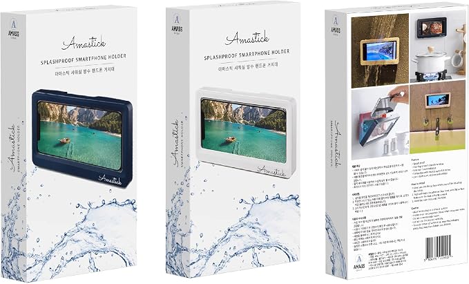 Splash Proof Smartphone Holder - Shower/Bathroom/Kitchen/Outdoor, Smartphone/Phone/Cellphone, Holder/Mount/Case, Water Resistant, Splash Proof (Blue)