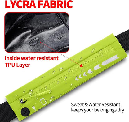 USHAKE Slim Running Belt for Women Men-Runners Phone Holder Fanny Pack, Adjustable, Bounce Free Waist Pouch bag for Workout, Money Belt, Run Gear Accessories Yellow