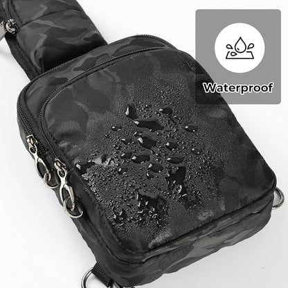BROADREAM Mini Crossbody Sling Bag, Small Chest Bags Dual Pocket with Zipper Lock, RFID Blocking & Water Resistant Women Men