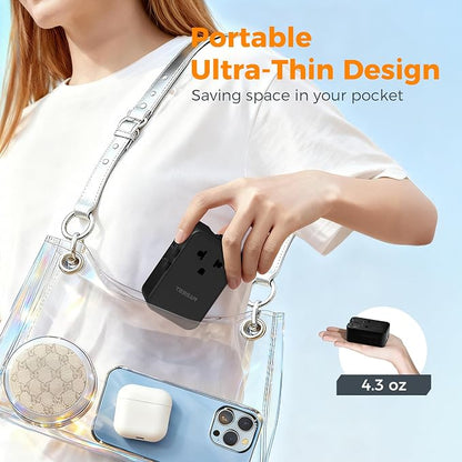 TESSAN International Power Adapter PD 25W, Black | Ultra Thin Universal Travel Adapter, 2 USB A 2 USB C, US to European UK Australia Ireland, Type C G A I