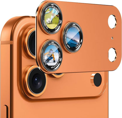 CACOE Camera Lens Protector for iPhone 17 Pro - Metal Frame Tempered Glass Cover, [Anti-Scratch] [Drop-Proof][Strong-Adhesion] Camera Screen Cover(Orange)