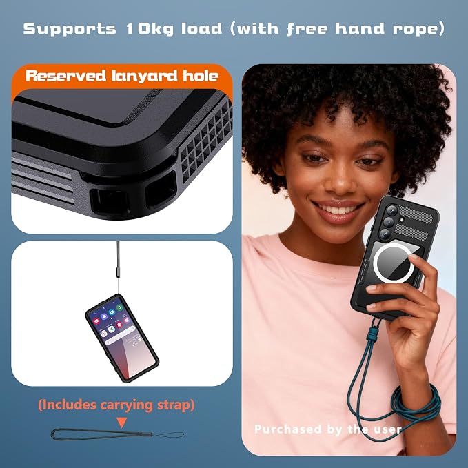 for Samsung Galaxy S26 Waterproof Case, Military-Grade Full Body Defense: IP68 Underwater Protection, Built-in Screen Protector & Camera Lens Cover, 10FT Waterproof Shockproof Dustproof. Black