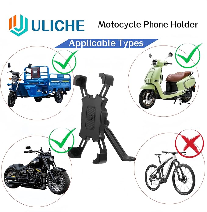 Motorcycle Rearview Mirror Phone Holder, Quick Release Motorbike Universal Phone Mount for Motorcycle Scooter Moped Rear View Mirror Phone Mount for 4.5-6.8 inch Cell Phone