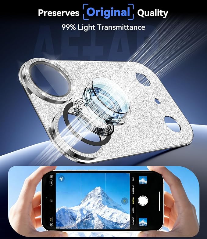 imluckies for iPhone 17 Pro Max Camera Lens Protector Glitter, [ALL Metal] Tempered Glass Shiny Diamond Camera Cover Plate Sparkle Screen Protection, 9H Anti-Scratch & Easy Install, Bling Sliver