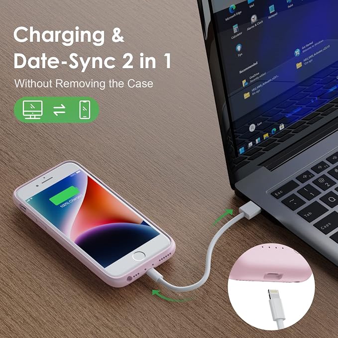 Battery Case for iPhone 8/7/6s/6/SE (2022/2020),[2025 Upgraded] 7000mAh Ultra-Slim Portable Extended Charger Cover for iPhone 8/7/6s/6/SE (2022/2020) Charging Case (4.7 Inch)-Pink