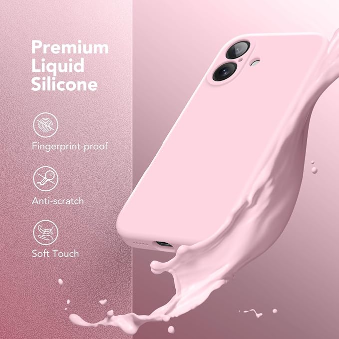 Magnetic for iPhone 16 Plus Case, Compatible with MagSafe, [Full Camera Protection][Screen Protector] Silicone Shockproof Protective Phone Case for iPhone 16 Plus 6.7", Chalk Pink