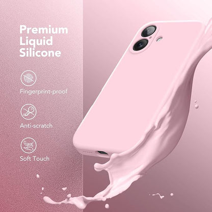 Magnetic for iPhone 16 Plus Case, Compatible with MagSafe, [Full Camera Protection][Screen Protector] Silicone Shockproof Protective Phone Case for iPhone 16 Plus 6.7", Chalk Pink