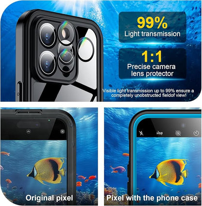 Temdan Underwater Camera Case for iPhone 14 Pro Max Case Waterproof,[ IP68 Underwater Photography & Video Recording] Cover Bag Box for Snorkeling, Swimming & Surfing-6.7" Blue