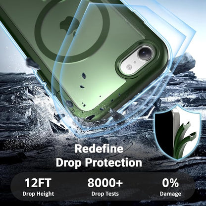 jaroco Magnetic for iPhone SE Case 3rd/2rd,iPhone 8/7 Case, [Compatible with MagSafe][Military Grade Drop Protection][Heavy Duty Protection][Non-Slip] 2-Layer Bumper Phone Case 4.7''-Army Green
