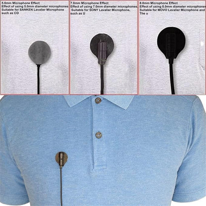 Sticky Circles, No-Residue Mini Windshield Undercovers for Hiding Lavalier Lapel Microphones On Clothes to Reduce Wind Noise, Pack of 40 Sticker, 20 Fabric Circle of Each Black and White