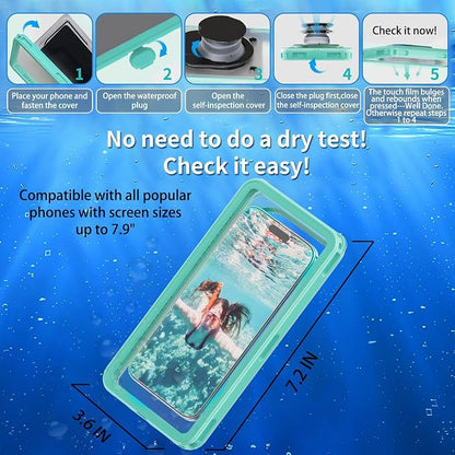 Waterproof Phone Case for Snorkeling with Lanyard IPX8 Underwater Touch/Photo Shockproof Heavy Duty Drop-Proof for iPhone 17 Pro Max/16/15/14 All Cell Phones-Green Shower Phone Case