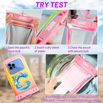 Personalized Initial Waterproof Phone Pouch Case - IPX8 Cellphone Dry Bag with Lanyard for iPhone 16/15/14/13/12 Pro Max (6.1–6.9"), Beach & Cruise Ship Essentials with Monogrammed Design (Pink, C)