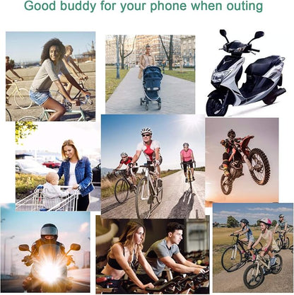 Bike Phone Mount, Motorcycle Mountain Bike Handlebar Bicycle Golf Cart Stroller Cell Phone Holder with Rubber Strap 360 Degrees Rotate for iPhone X 8 7 6 6s Plus Samsung (Green)