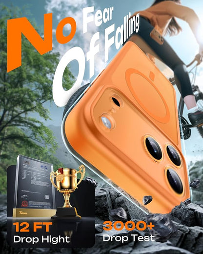 TOCOL for iPhone 17 Pro Case, Compatible with Magsafe Charger, Full Camera Protection, Translucent Matte Phone Case for 17 Pro 6.3 inch (Orange)