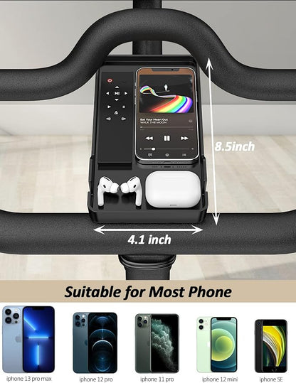Phone Holder for Peloton Bike & Peloton Bike +, Peloton Bike Accessories, Built-in Anti-Slip Silicone mat Mount Tray, Peloton Phone Holder for iPhone, iPad - Easy Installation