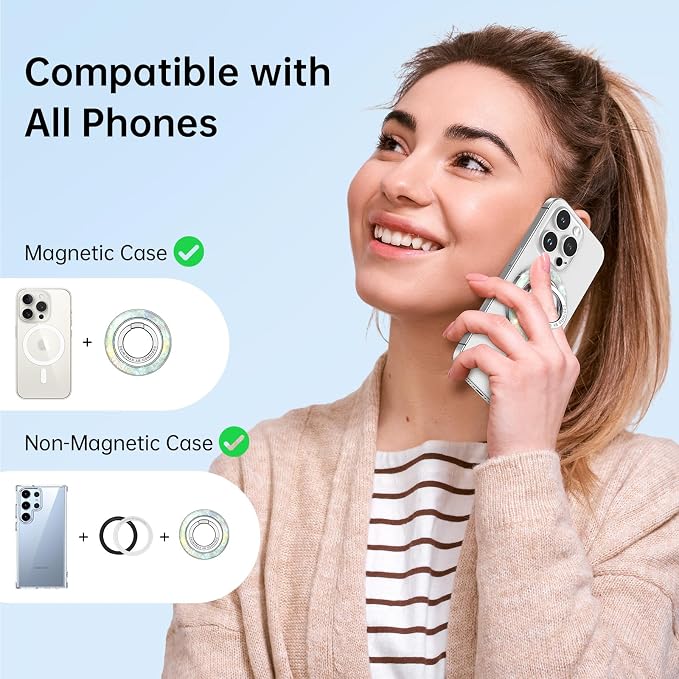 Syncwire Magnetic Phone Grip for MagSafe, Sparkle Ring Holder, Rotatable Kickstand Bling Ring Stand Removable MagSafe Accessories for iPhone 17 Pro Max 16 15 14 13, Android, Samsung etc.