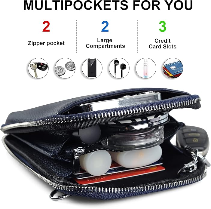 befen Genuine Leather Crossbody Cell Phone Purse for Women, Small Zip Around RFID Blocking Crossbody Wallet Bags