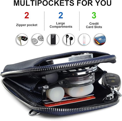 befen Genuine Leather Crossbody Cell Phone Purse for Women, Small Zip Around RFID Blocking Crossbody Wallet Bags