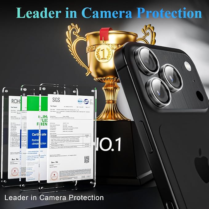 YWXTW Camera Lens Protector for iPhone 17 Pro/iPhone 17 Pro Max, [1 Step Installation Tray] Tempered Glass Screen Protector Metal Individual Camera Cover Accessories Case Friendly (Transparent-2Pack)