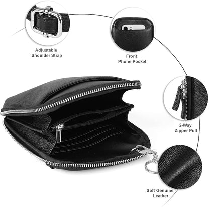 befen Genuine Leather Crossbody Cell Phone Purse for Women, Small Zip Around RFID Blocking Crossbody Wallet Bags