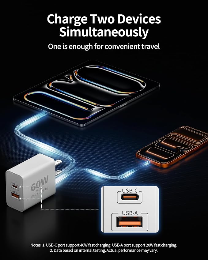 iPhone 17 16 15 Pro Max Charger Fast Charging, 3 Pack 60W Dual Port USB C Wall Charger Block with 10FT Long Type C Charging Cable Cord for iPhone 17/17 Pro Max/17e/16/15/Pro/Plus, iPad Pro 13/12.9/11