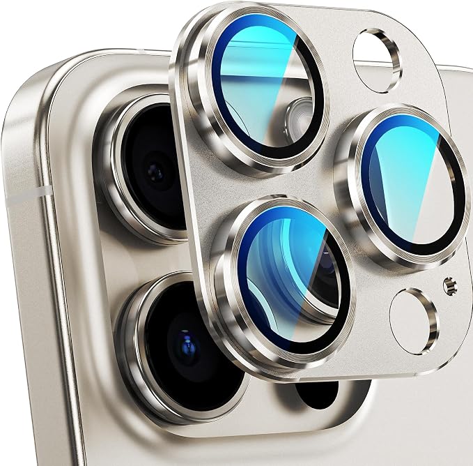 YWXTW Designed for iPhone 16 Pro/iPhone 16 Pro Max Camera Lens Protector, [1:1 Perfect Fit] Full Coverage Matte Metal Tempered Glass Camera Screen Cover Accessories, Case Friendly (Natural Titanium)