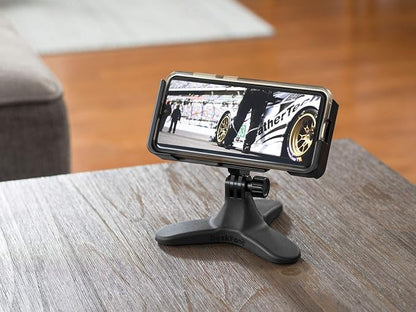 WeatherTech DeskFone Two View Universal Phone Holder for Flat Surfaces, Office, Kitchen, Nightstand - Forest Green Metal Knobs