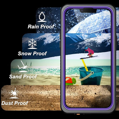 SPIDERCASE Magnetic for iPhone 13 Pro Max Case Waterproof,Built-in Screen & Camera Lens Protector[IP68 Underwater] [Military Grade Shockproof] Full Body Protection Phone Case,Purple/Clear